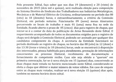 Sindicato lança edital para eleição da nova diretoria