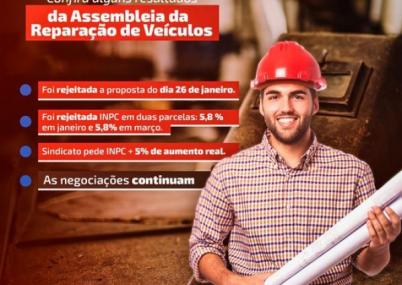 Reparação de Veículos - Trabalhadores rejeitam metade da inflação e negociação continua